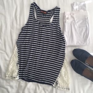Navy and White Striped Tank Top